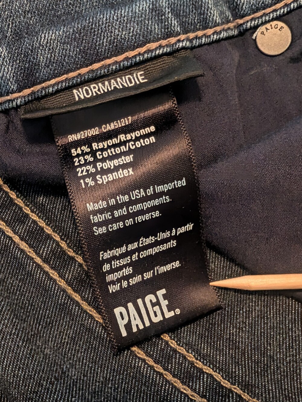 Paige Men's Normandie Jeans Straight Stretch Sz 34 X 33 Med/Dark Wash Designer - Picture 14 of 15